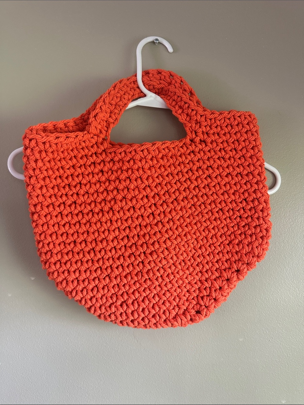 Handcrafted Orange Crochet Tote Bag with Built-In Handles